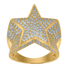 10kt Two-Tone Gold Mens Cubic Zirconia CZ Cluster Square Ring