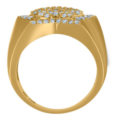 10kt Yellow Gold Mens White Pink Cubic Zirconia Crowned Lion Head Ring