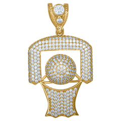 10kt Yellow Gold Mens Baguette Round Cubic-Zirconia Jesus Religious Charm Pendant