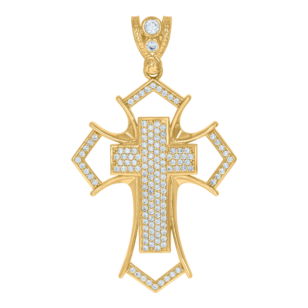 10kt Yellow Gold Cubic-Zirconia Mens Hand Globe Charm Pendant