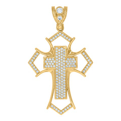 10kt Yellow Gold Cubic-Zirconia Mens Hand Globe Charm Pendant
