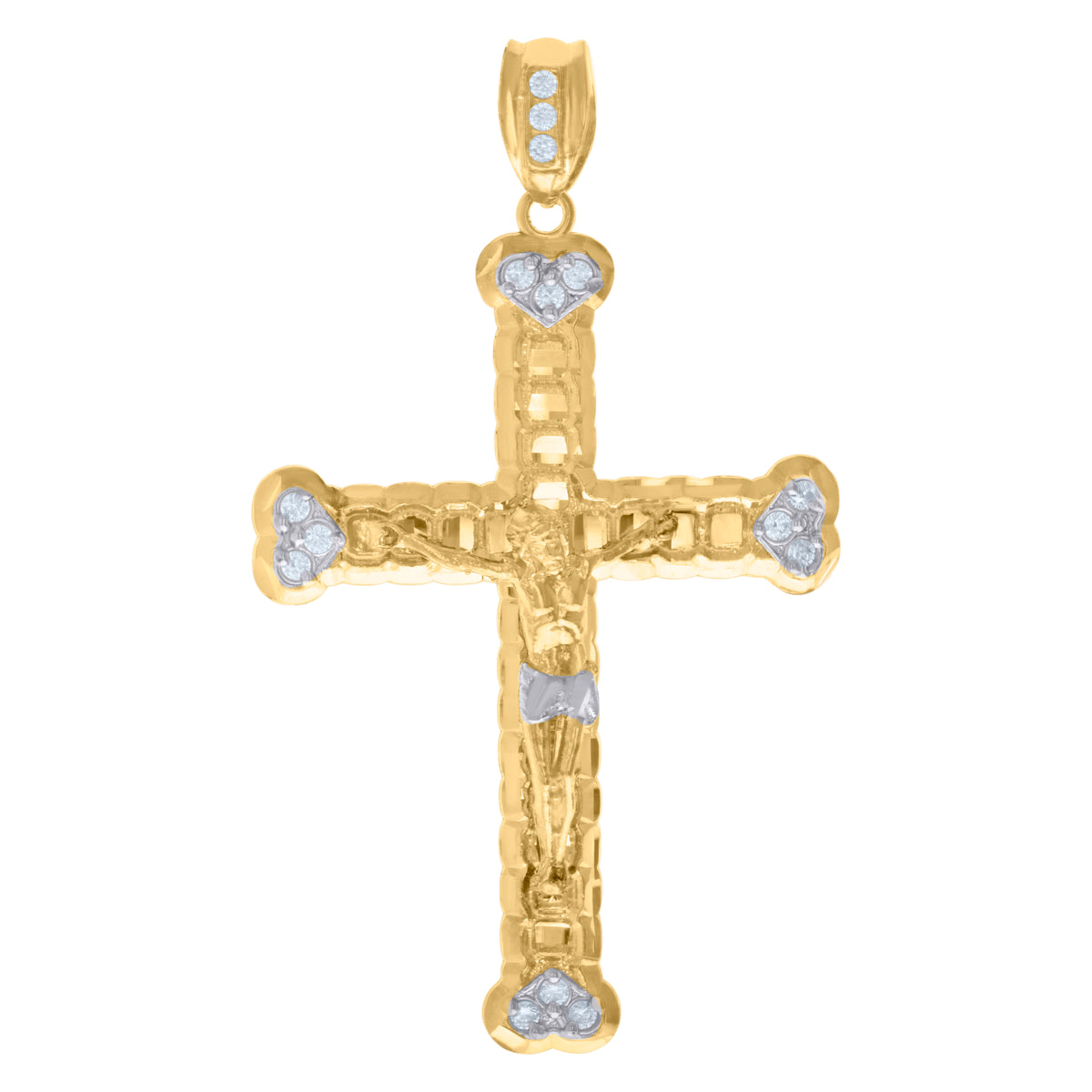 10kt Two-tone Gold Mens St. Christopher Religious Charm Pendant