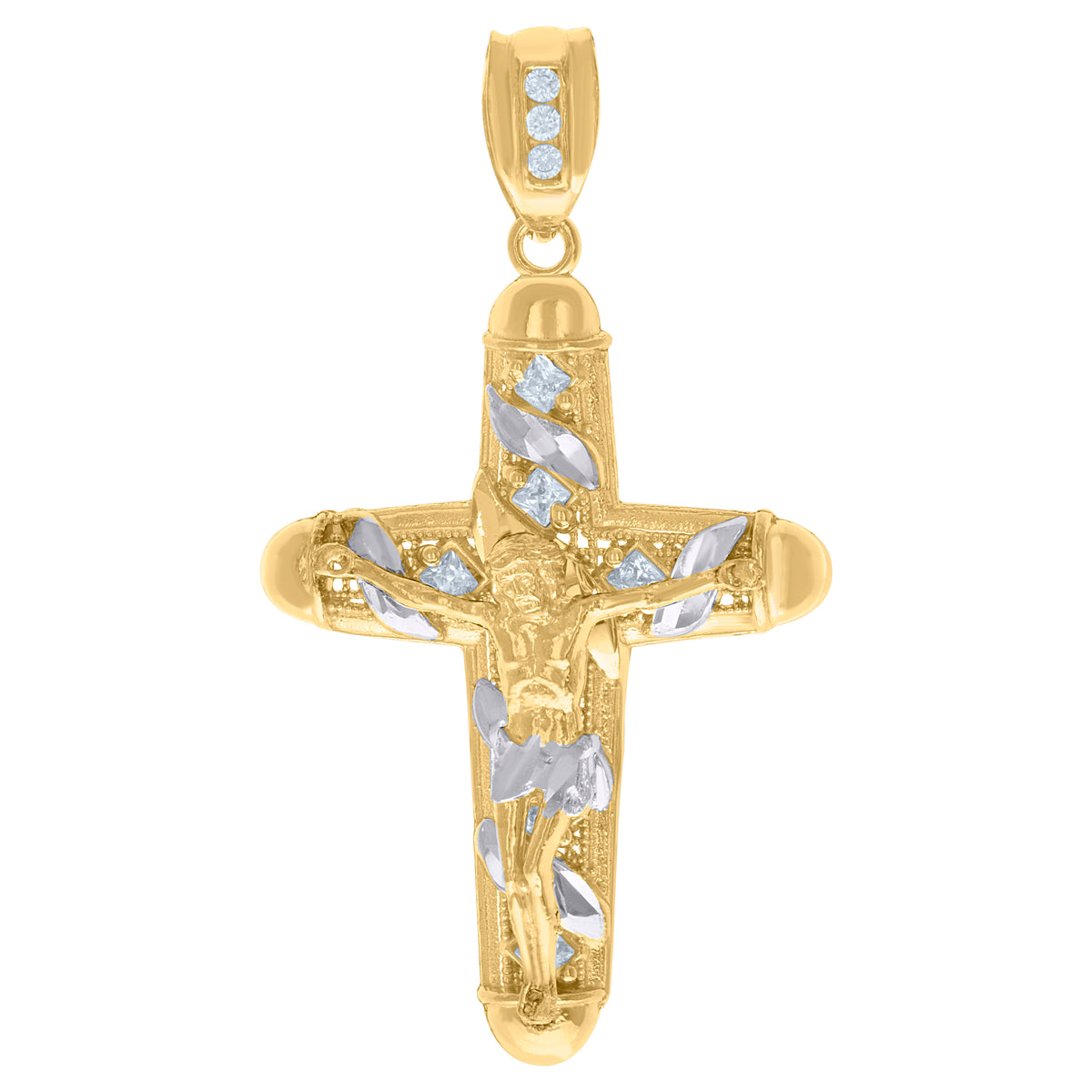 10kt Two-tone Gold Mens St. Barbara Religious Charm Pendant