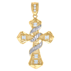 10kt Yellow Gold Cubic-Zirconia Mens Comedy Tragedy Masks Charm Pendant