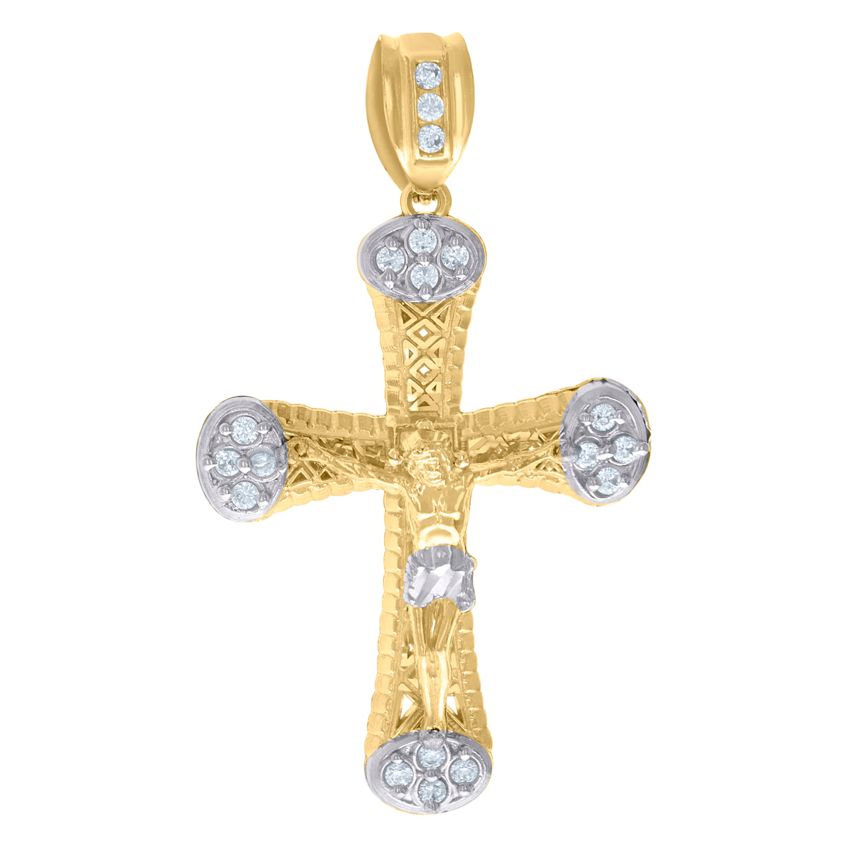 10kt Two-tone Gold Mens Square Head Jesus Religious Nugget Ring