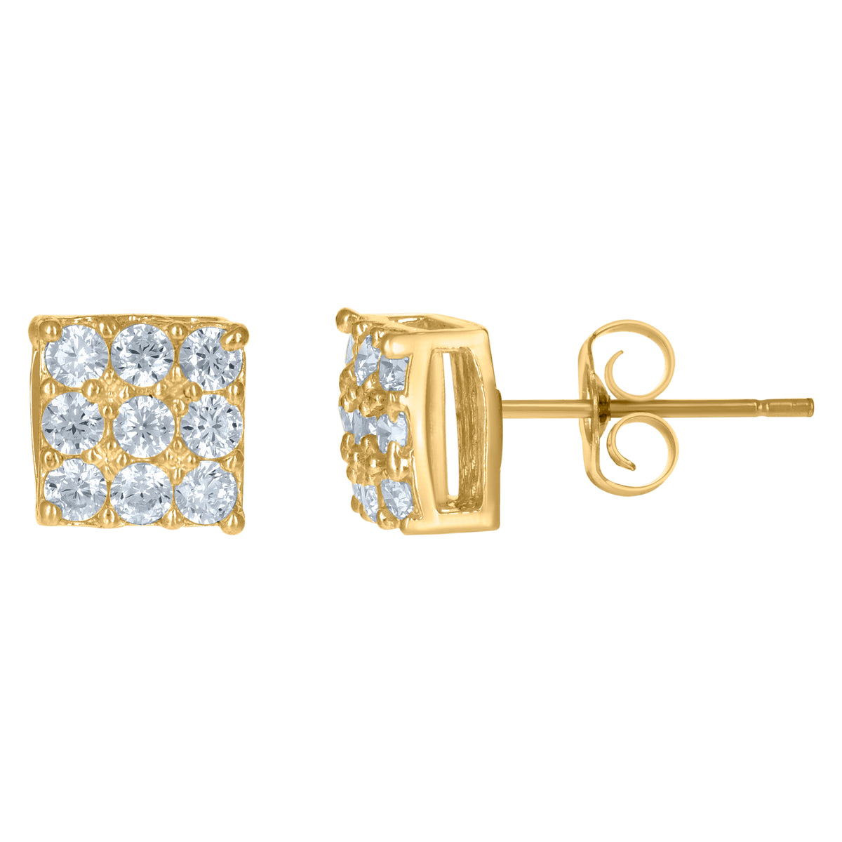 10kt Yellow Gold Mens Cubic-Zirconia Photo Frame Charm Pendant