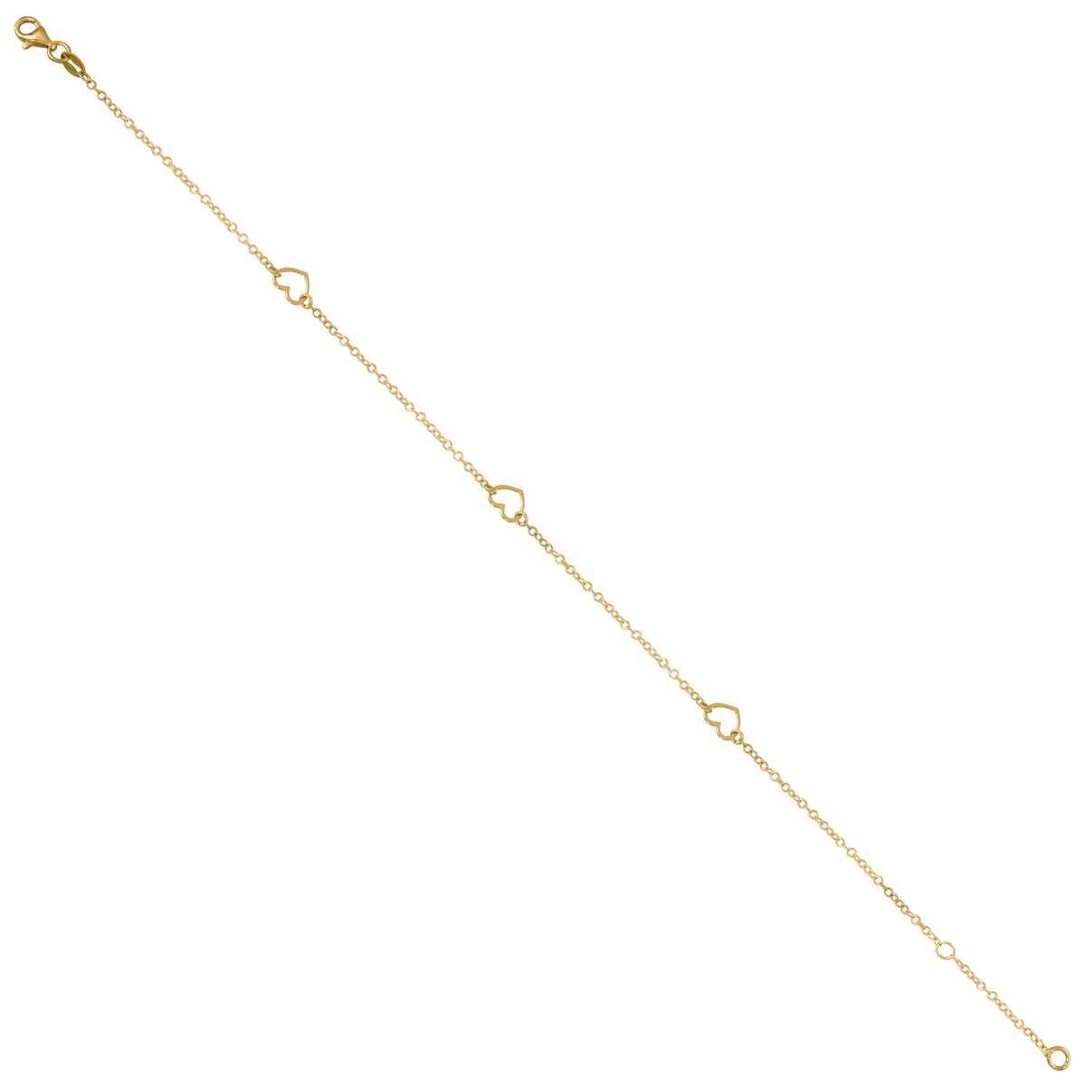 14Kt Yellow Gold Womens Hearts Chain Anklet