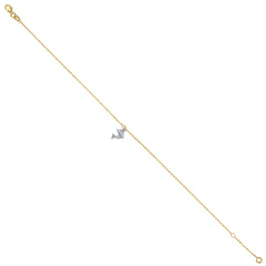 14Kt Two-Tone Gold Womens Dolphin Charm Anklet