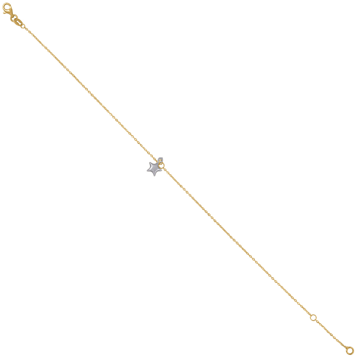 14Kt Two-Tone Gold Womens Star Charm Anklet