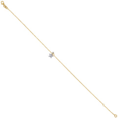 14Kt Two-Tone Gold Womens Star Charm Anklet