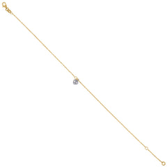 14Kt Two-Tone Gold Womens Heart Charm Anklet