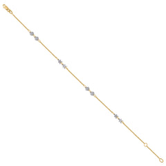 14Kt Two-Tone Gold Womens Hearts & Stars Chain Anklet