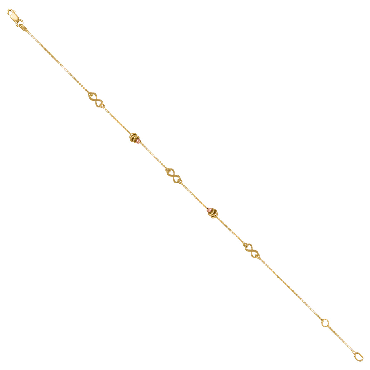 14Kt Two-Tone Gold Womens Infinity Chain Anklet