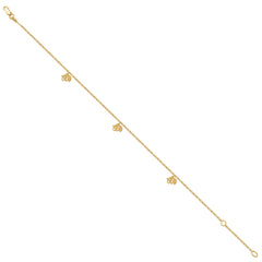 14Kt Yellow Gold Womens Elephant Charm Anklet