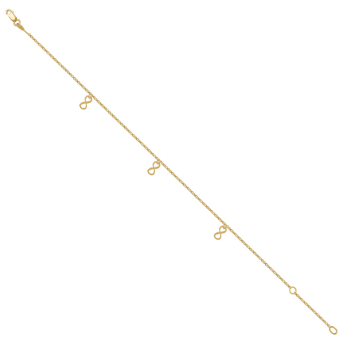 14Kt Yellow Gold Womens Infinity Charm Anklet
