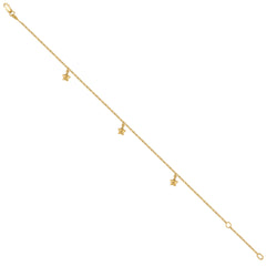 14Kt Yellow Gold Womens Stars Charm Anklet