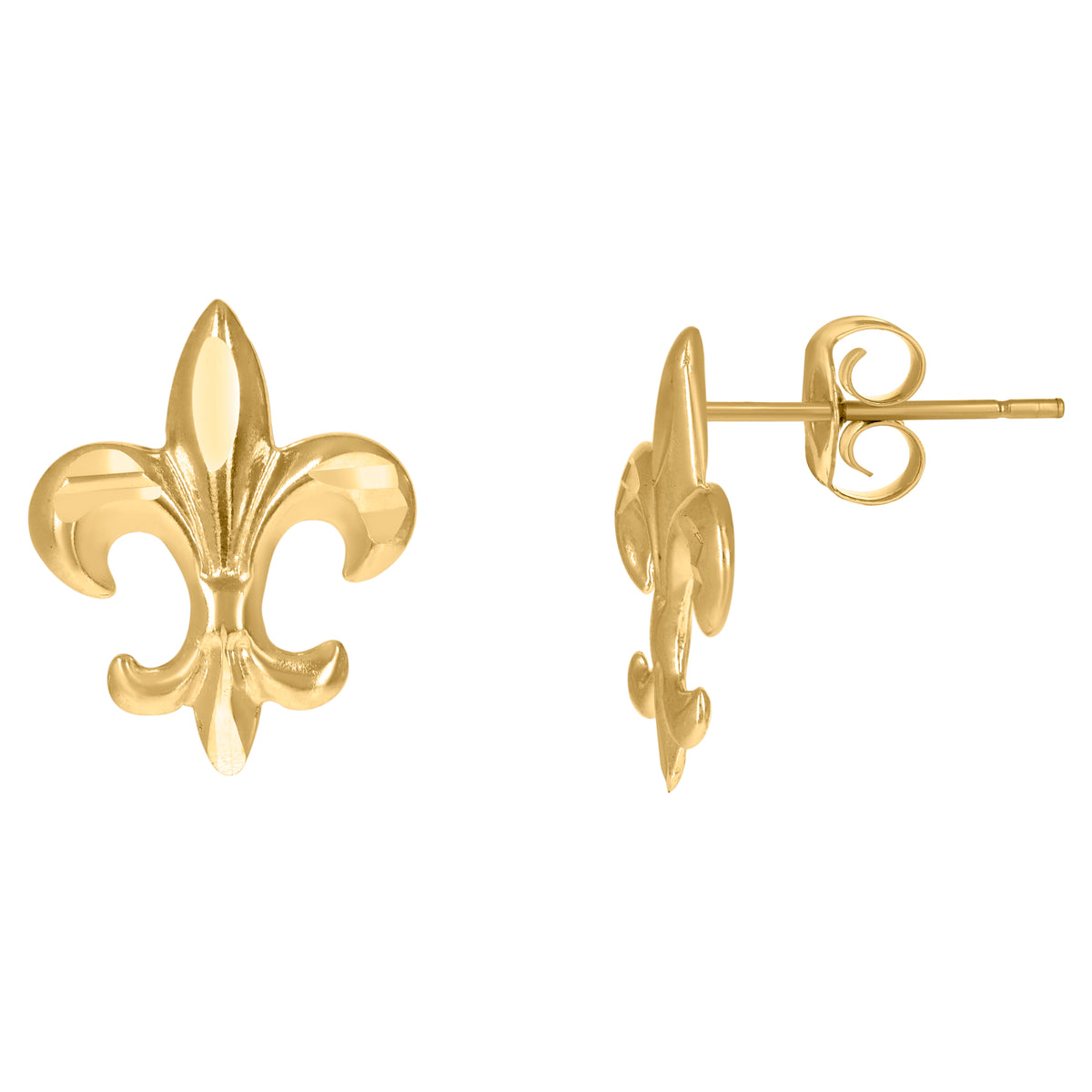 10kt Yellow Gold Womens Fleur De Lis Symbol Stud Earrings