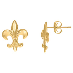 10kt Yellow Gold Womens Fleur De Lis Symbol Stud Earrings