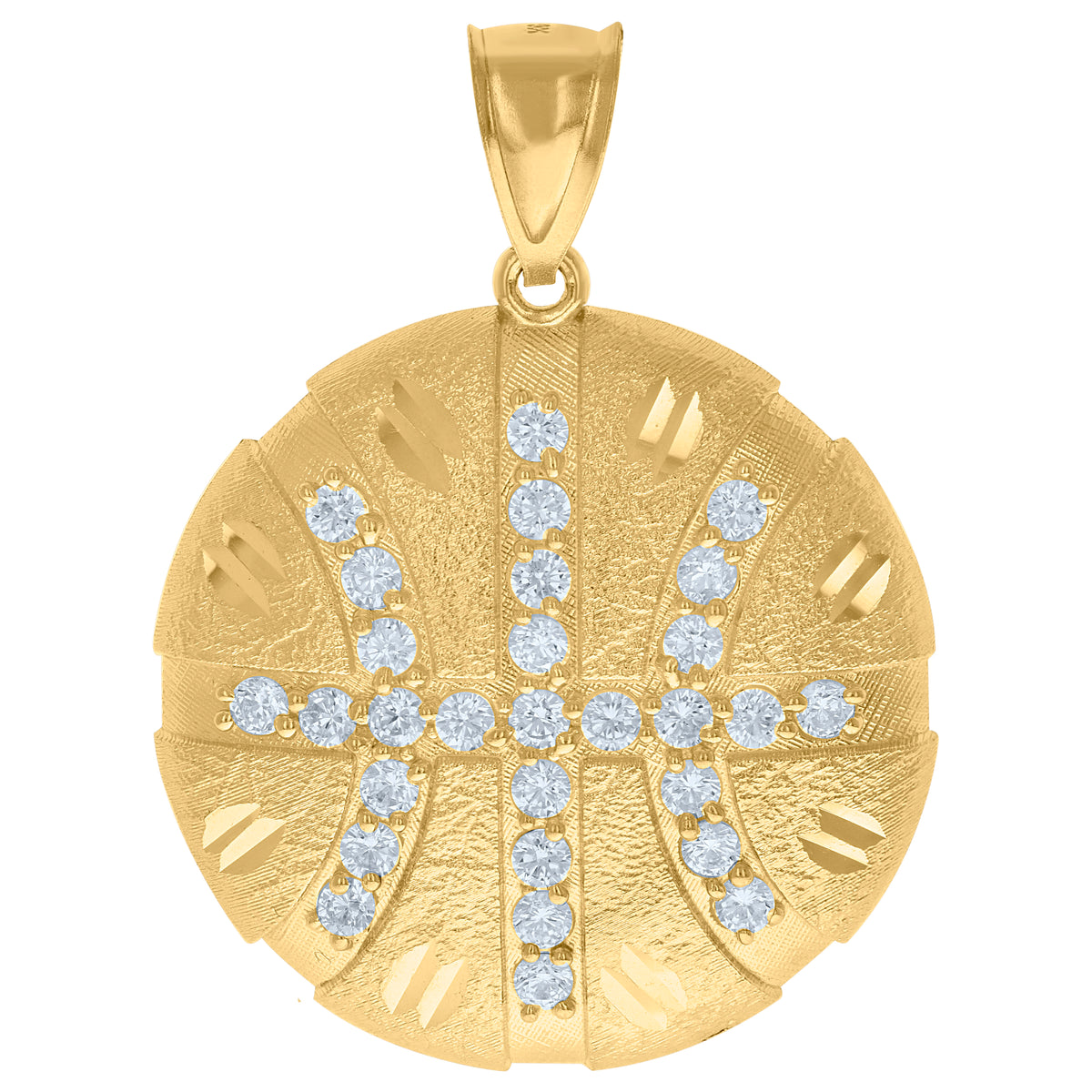 10kt Yellow Gold Mens Cubic-Zirconia Cluster Round Fashion Medallion Charm Pendant