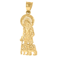 10kt Yellow Gold Textured Unisex Screw Driver Tools Charm Pendant