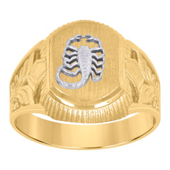 10kt Two-Tone Gold Mens Diamond-Cut Textured Initial Letter N Band Ring