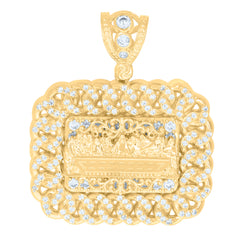 10kt Yellow Gold Men Cubic-Zirconia Cross Religious Charm Pendant