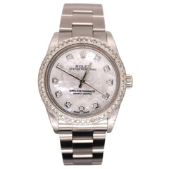 Rolex 31mm Oyster Perpetual 1.75ct Diamonds MOP Dial Steel Watch