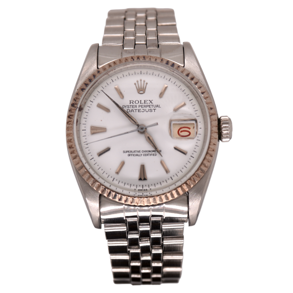 Rolex 36mm Oyster Perpetual Datejust Steel Watch White DIAL BUBBLE BACK Ref 6605