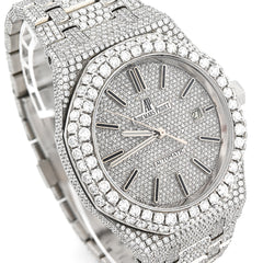 Audemars Piguet Royal Oak Stainless Steel 25CTW Natural Diamond Bussdown ICED OUT Mens Watch