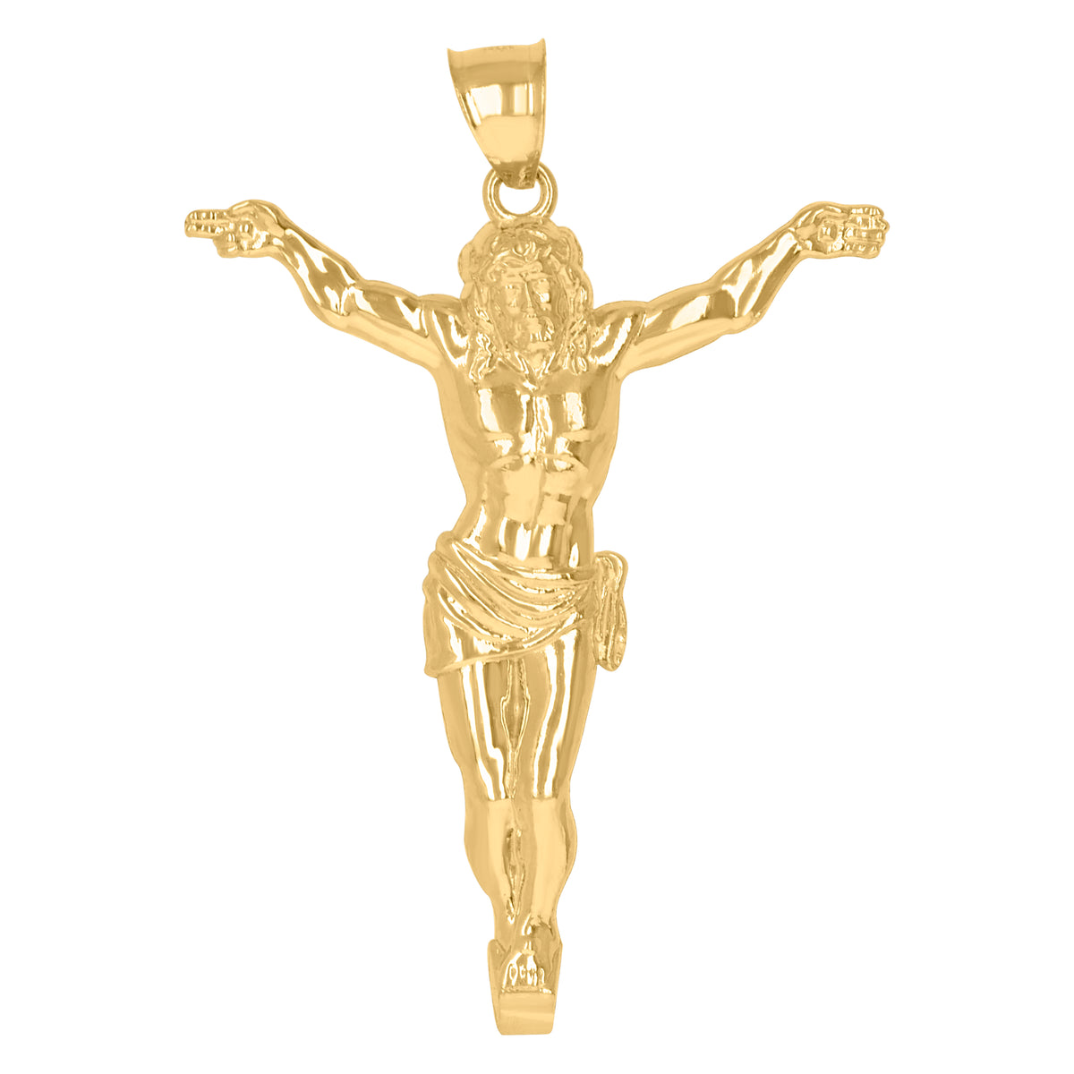 10kt Yellow Gold Diamond-Cut Mens Nugget Charm Pendant