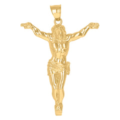 10kt Yellow Gold Diamond-Cut Mens Nugget Charm Pendant