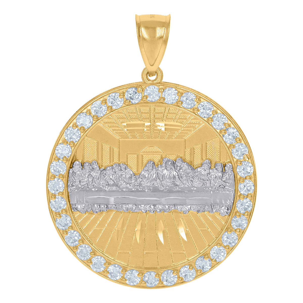 10kt Yellow Gold Mens Cubic-Zirconia St. Jude Religious Charm Pendant