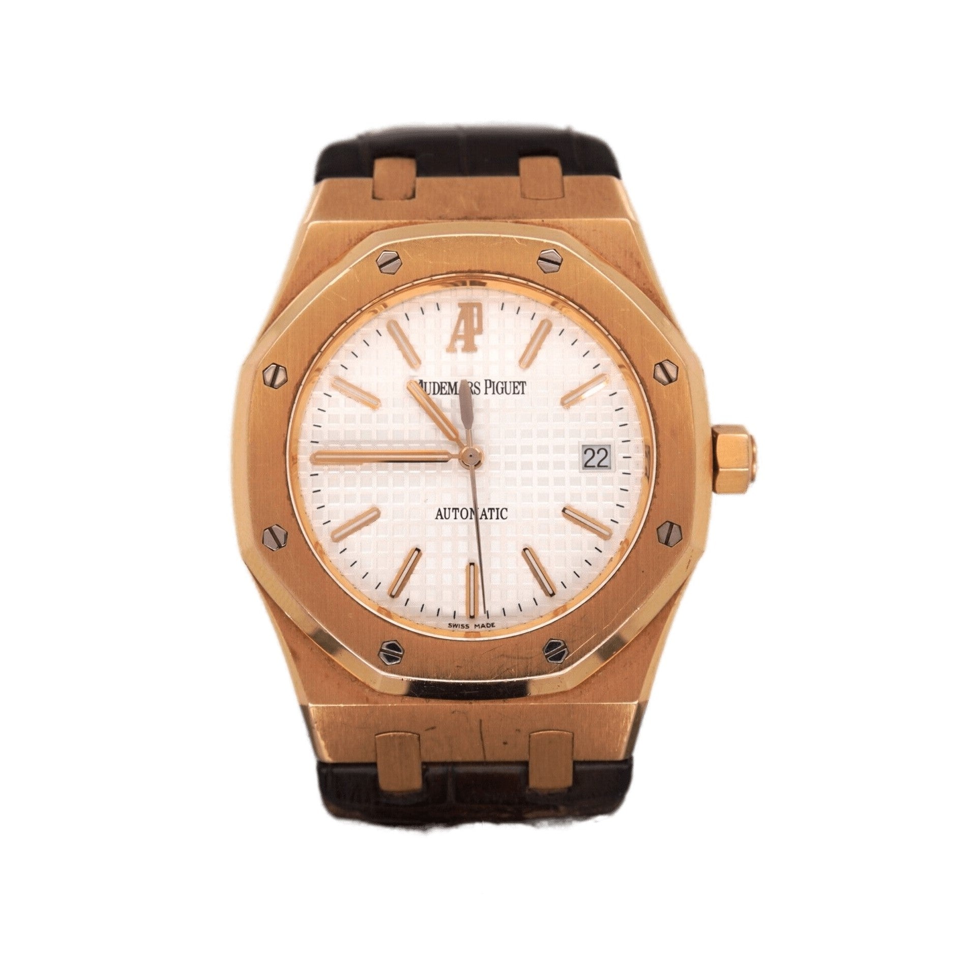 Audemars Piguet Royal Oak 18K Rose Gold "JUMBO" 39mm White Dial Watch 15300OR