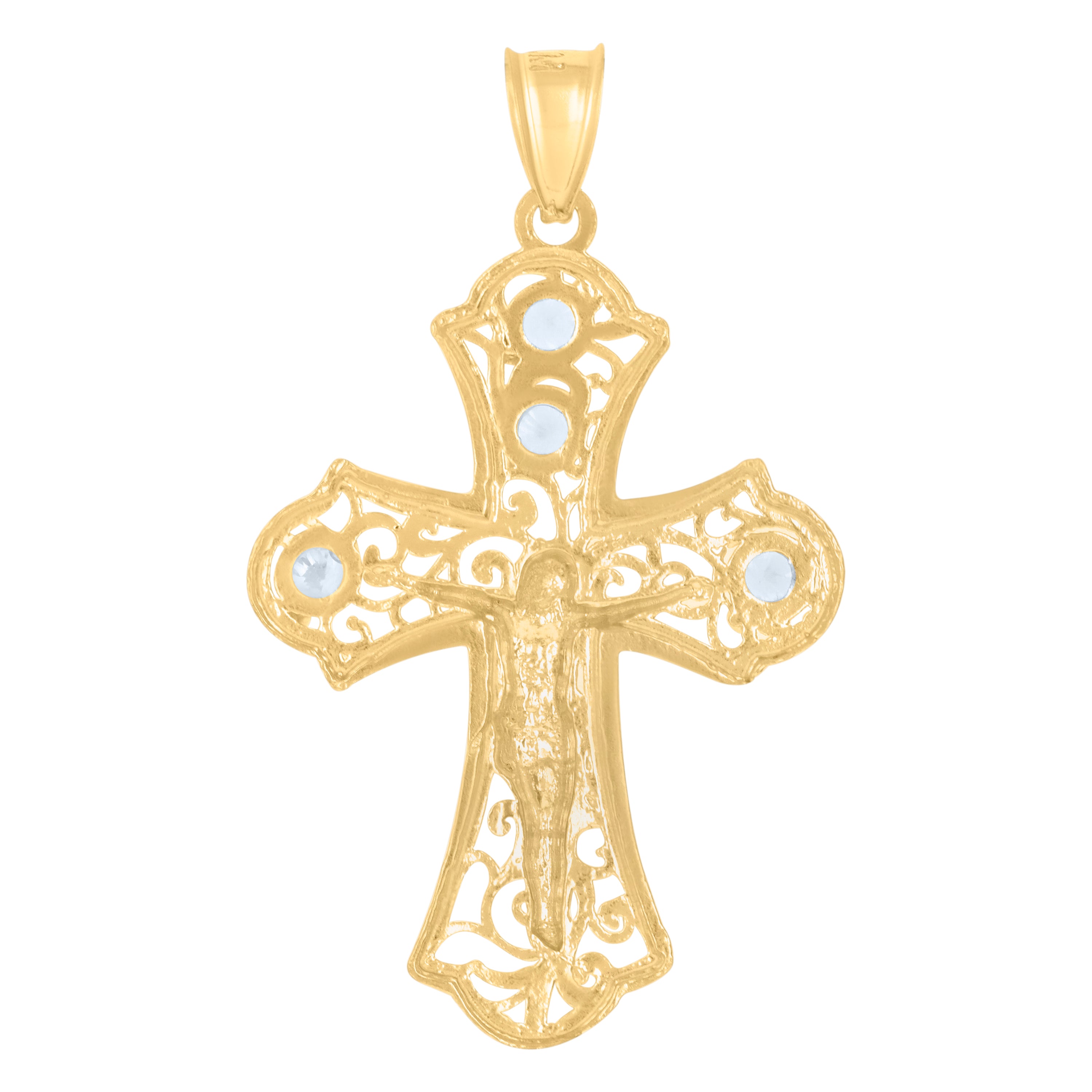 10kt Two-Tone Gold Unisex Cross Religious Charm Pendant