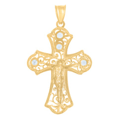 10kt Two-Tone Gold Unisex Cross Religious Charm Pendant