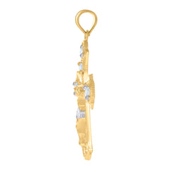 10kt Two-Tone Gold Unisex Cross Religious Charm Pendant
