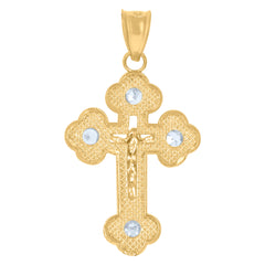 10Kt Two-Tone Gold Unisex Cross Religious Charm Pendant