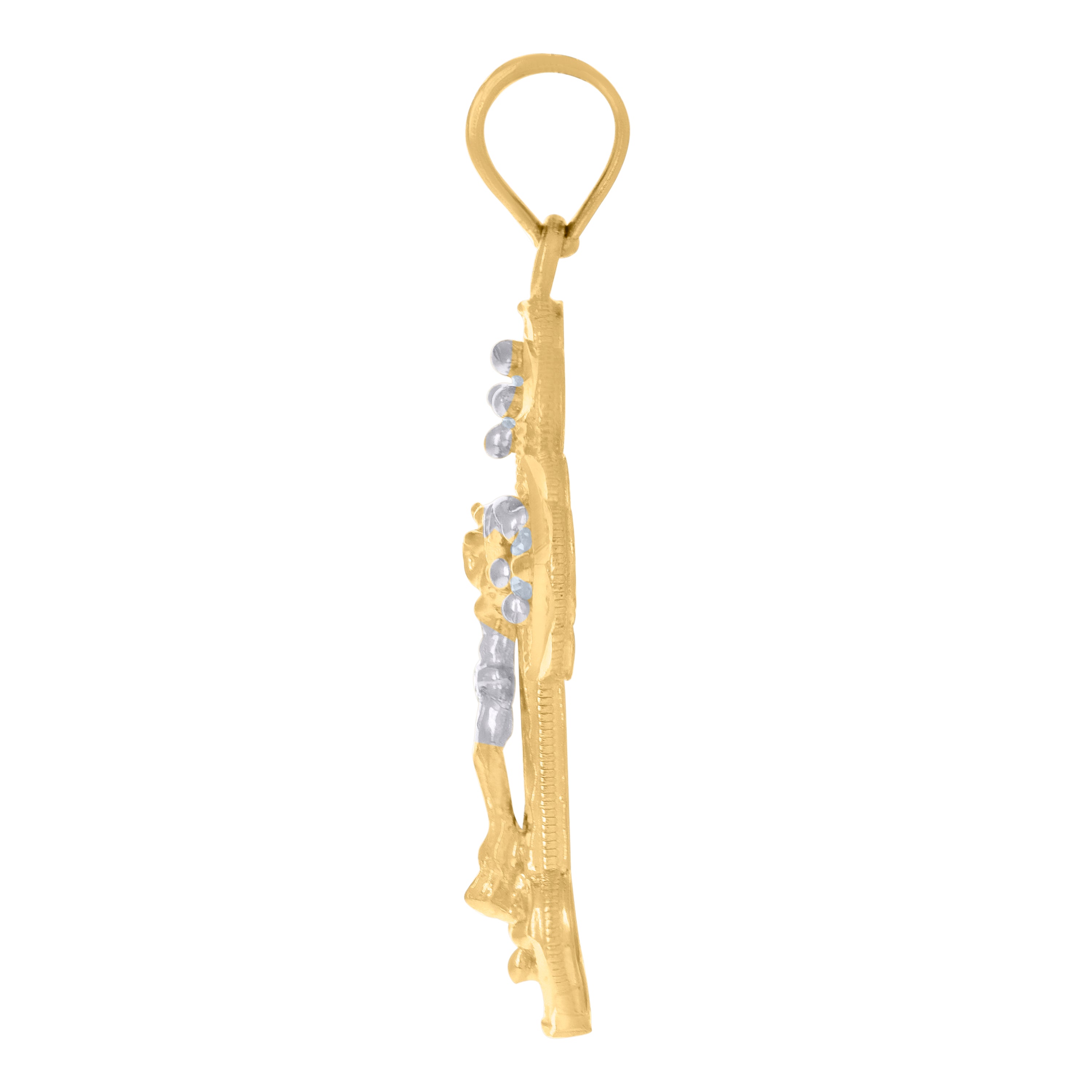 10Kt Two-Tone Gold Unisex Cross Religious Charm Pendant