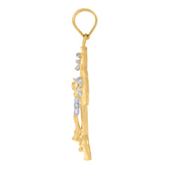10Kt Two-Tone Gold Unisex Cross Religious Charm Pendant