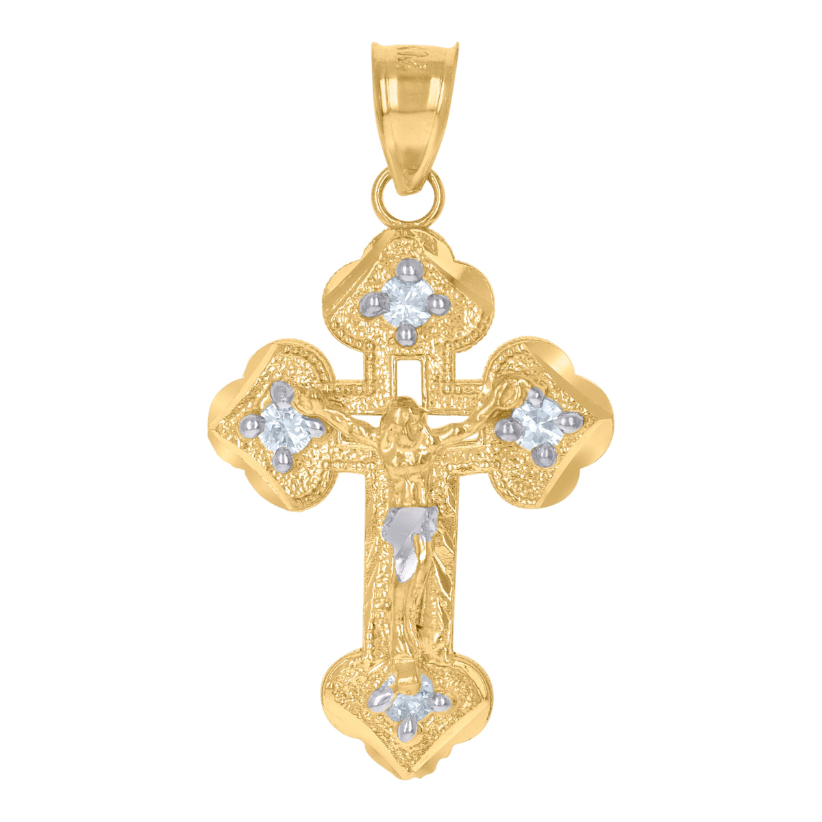 10Kt Two-Tone Gold Unisex Cross Religious Charm Pendant