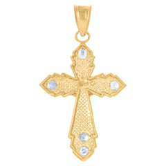 10kt Two-Tone Gold Unisex Cross Religious Charm Pendant