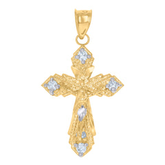 10kt Two-Tone Gold Unisex Cross Religious Charm Pendant