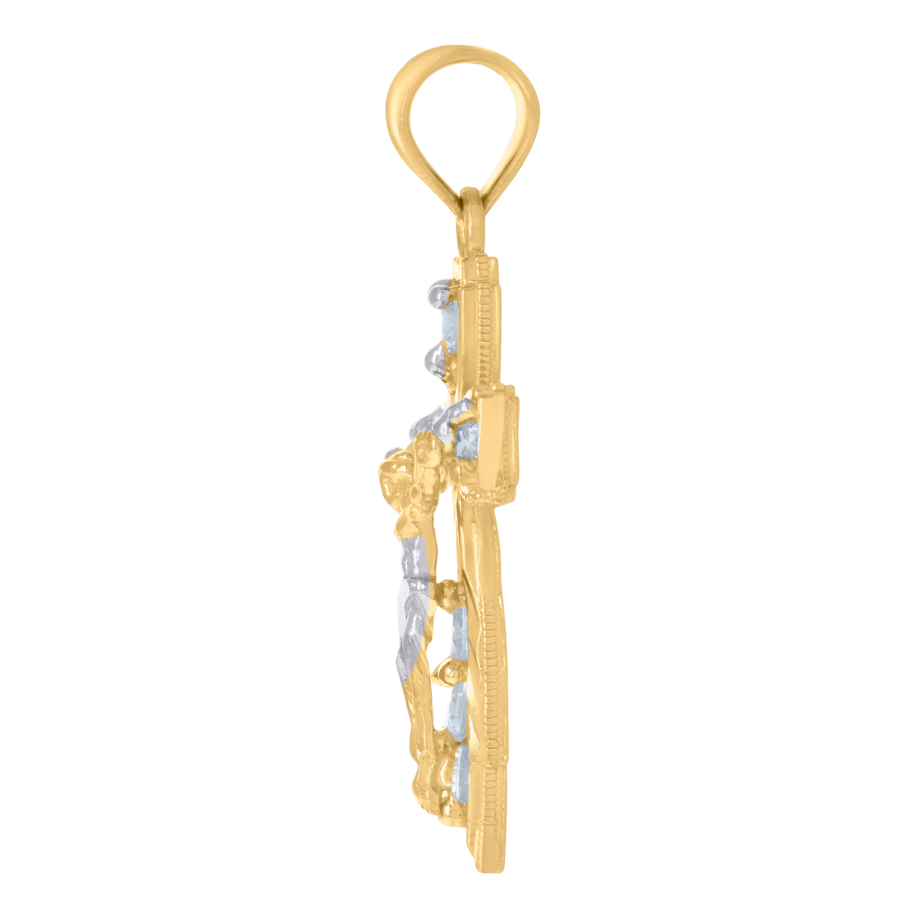10kt Two-Tone Gold Unisex Cross Religious Charm Pendant