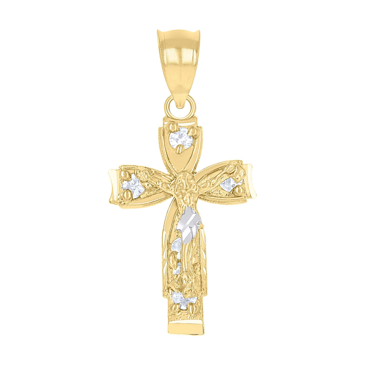 10kt Two-Tone Gold Unisex Cross Religious Charm Pendant