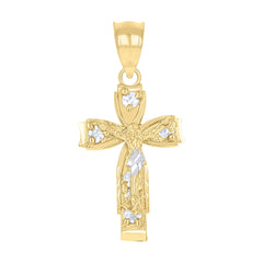 10kt Two-Tone Gold Unisex Cross Religious Charm Pendant