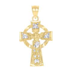10kt Two-Tone Gold Unisex Cross Religious Charm Pendant
