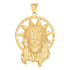 10kt Yellow Gold Mens Green/Purple White Cubic-Zirconia Aztec Calendar Fashion Charm Pendant