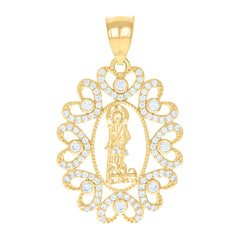 10kt Yellow Gold Unisex Cubic-Zirconia St. Lazarus Religious Charm Pendant