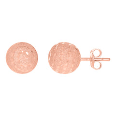 10kt Rose Gold Womens Diamond-Cut 10mm Ball Stud Earrings
