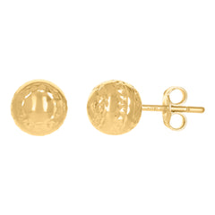 10kt Yellow Gold Womens Diamond-Cut 8mm Ball Stud Earrings